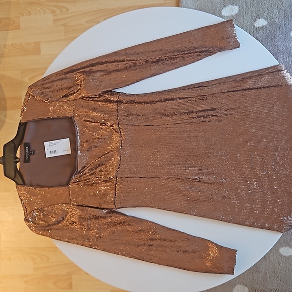 Intermix, 0, Rose Gold, Sequin Long Sleeved Mini Dress - Picture 2 of 3